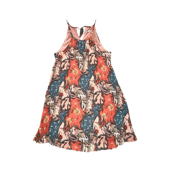 Floral Pleated Swing Dress Womens L Retro Boho‎ Chic Casual Office Siren Summer - Picture 2 of 10